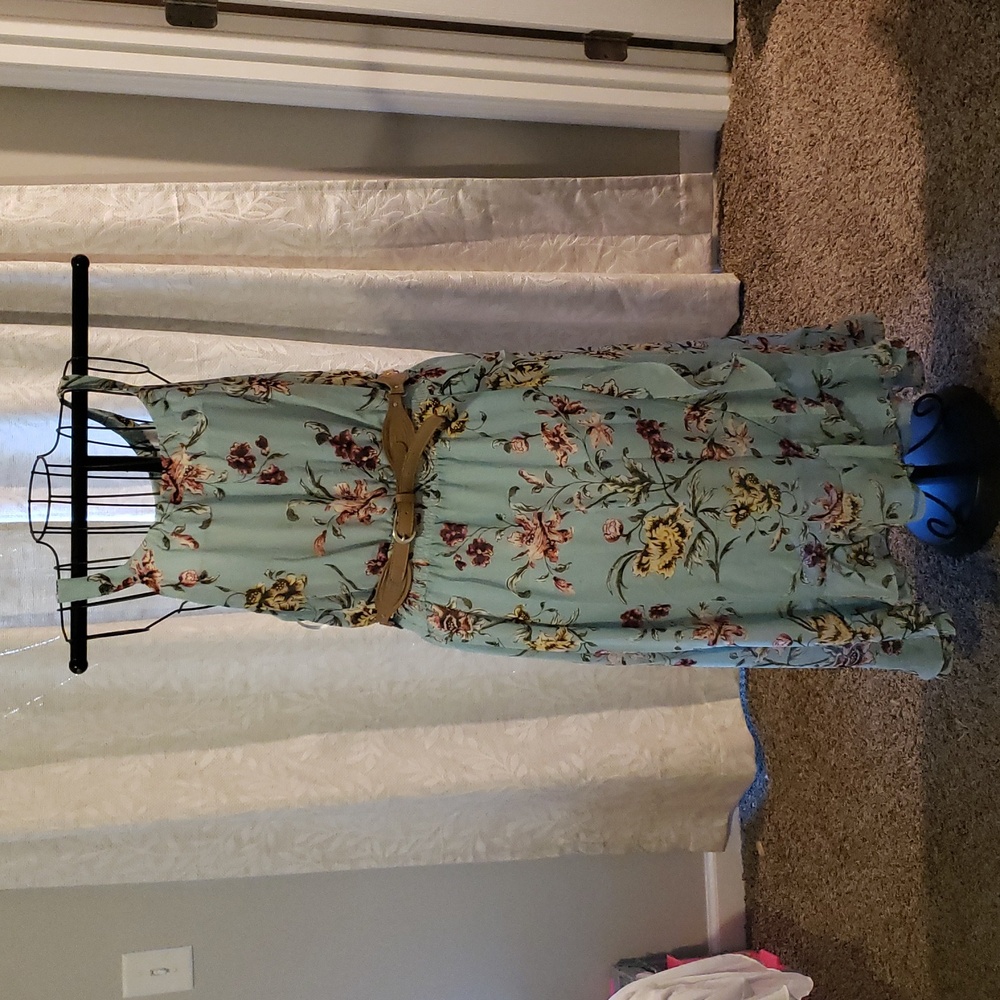 Boho Floral Maxi Dress with Belt